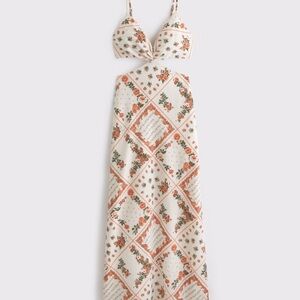 The A&F Julia Slip Cutout Maxi Dress, Cream Pattern
